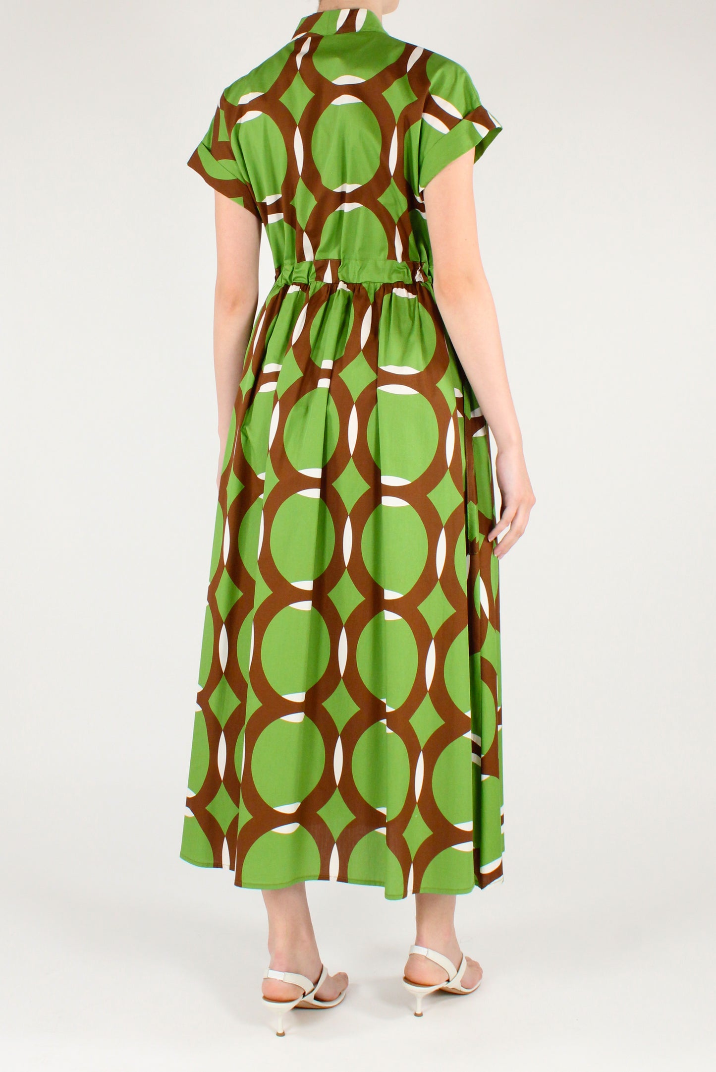 Long Dress in Geometric Print Cotton
