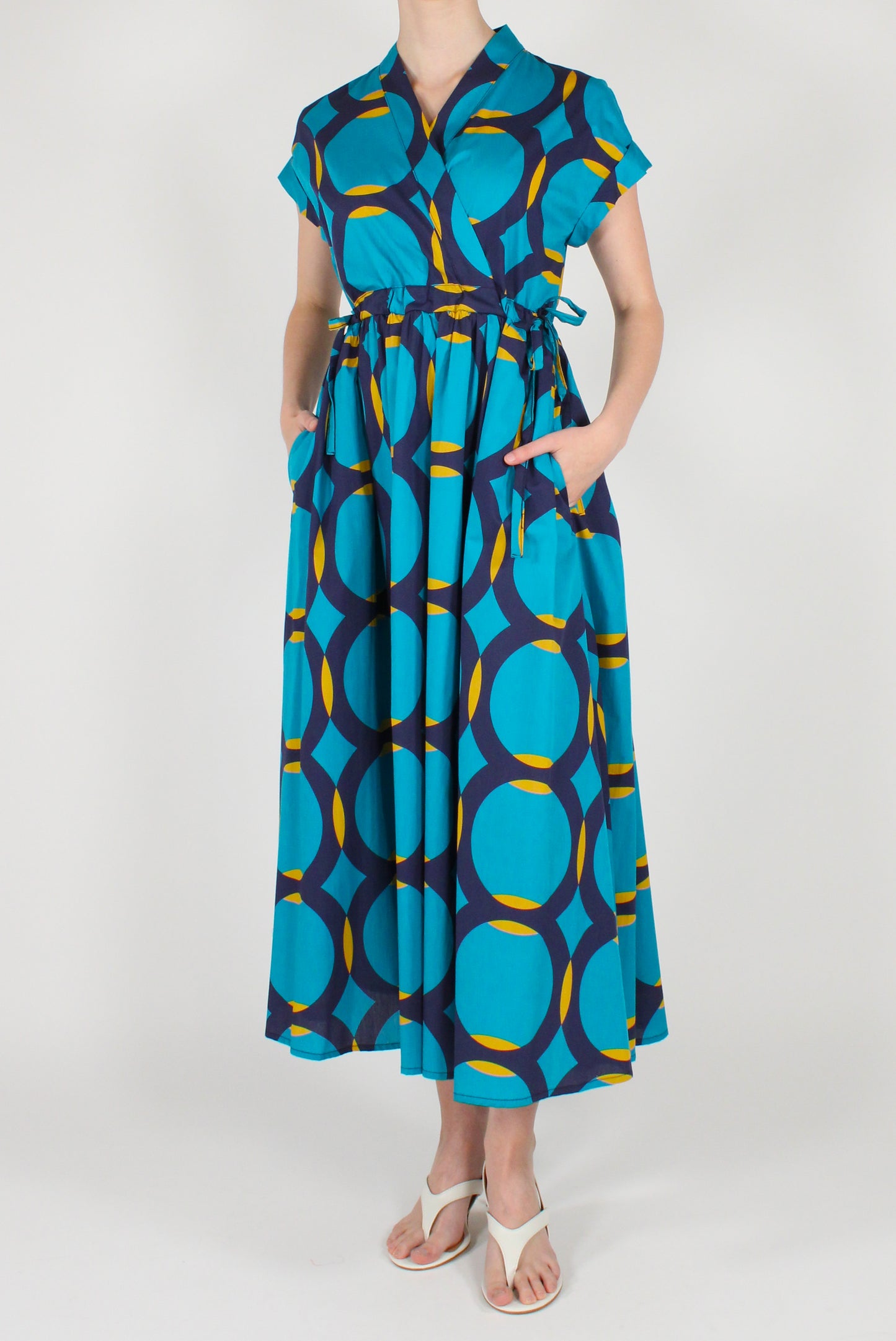 Long Dress in Geometric Print Cotton