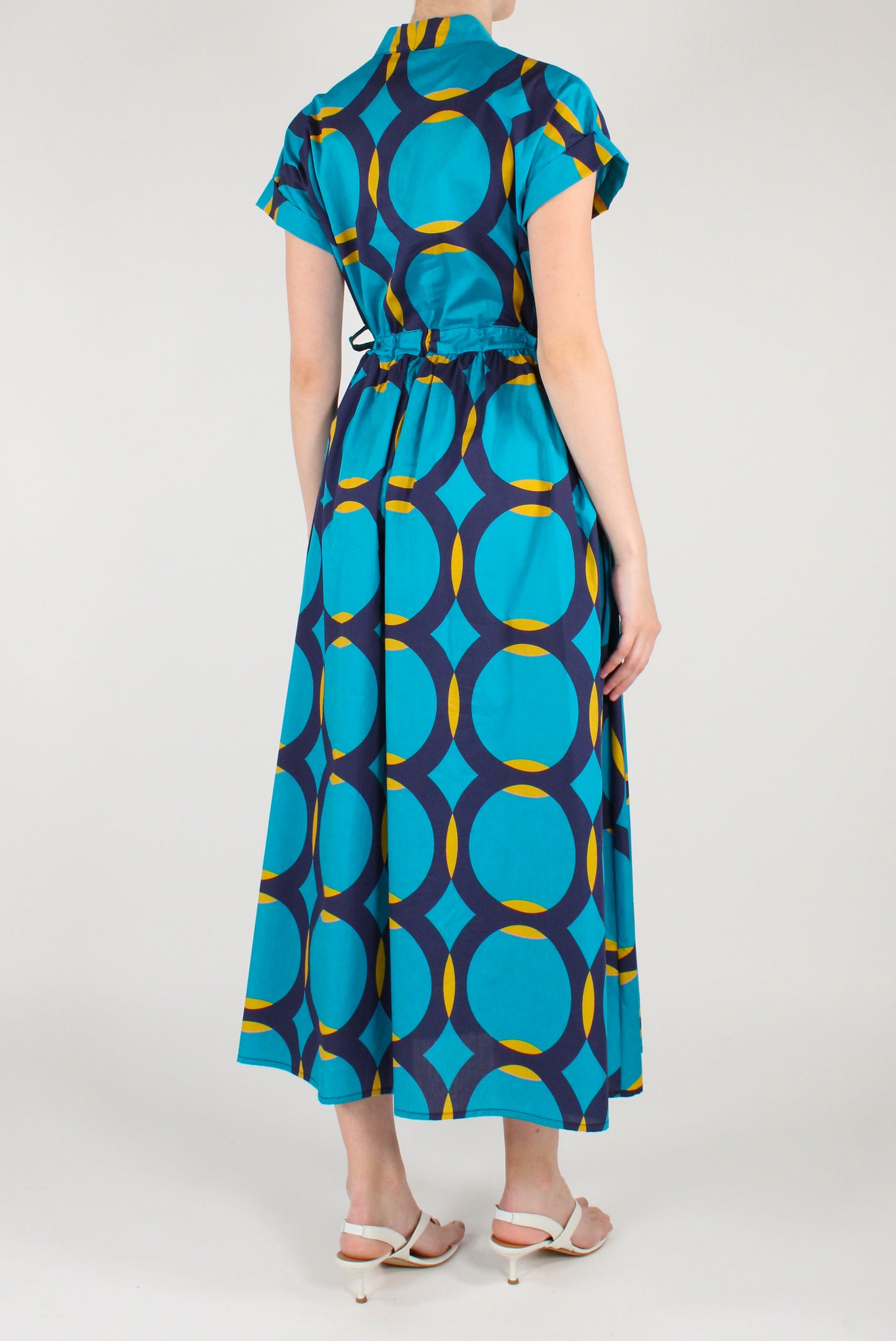 Long Dress in Geometric Print Cotton