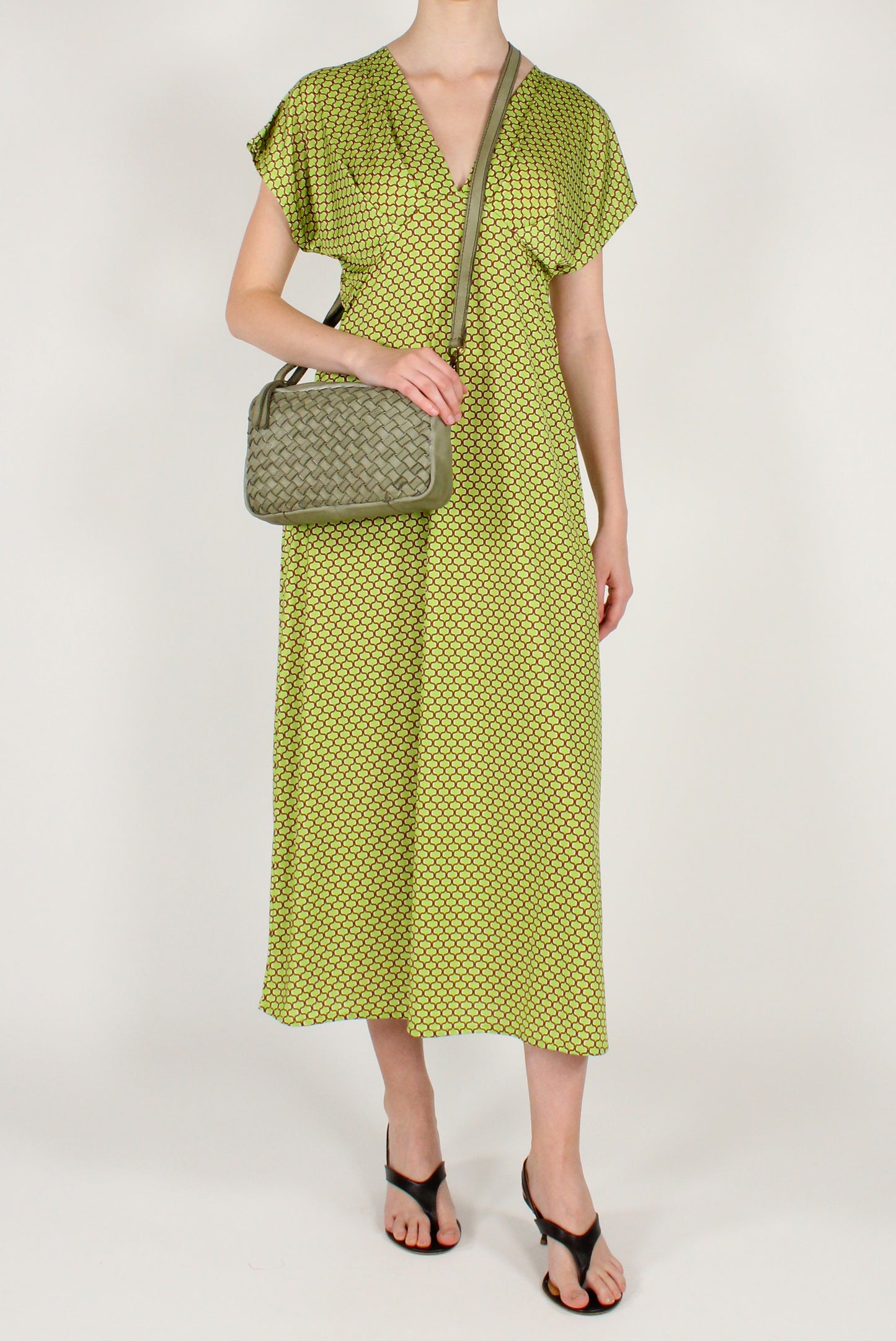 Geometric Print V-Neck Maxi Dress