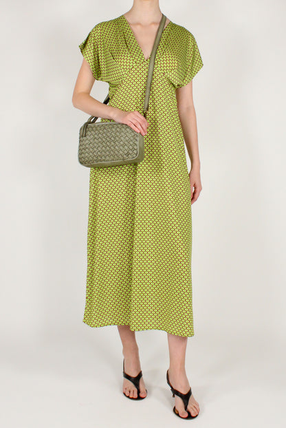 Geometric Print V-Neck Maxi Dress