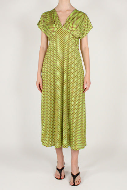 Geometric Print V-Neck Maxi Dress