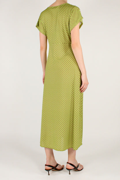 Geometric Print V-Neck Maxi Dress