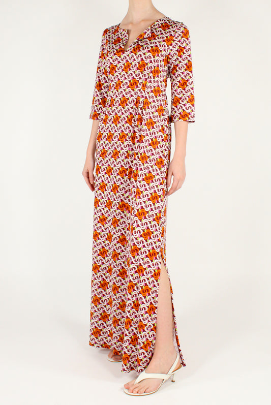 Long Abstract Floral Print Dress