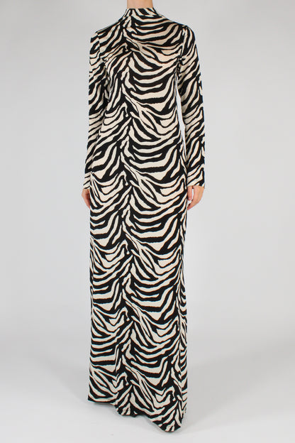 Abito Lungo Stampa Fantasia Zebra Tensione In Capsule