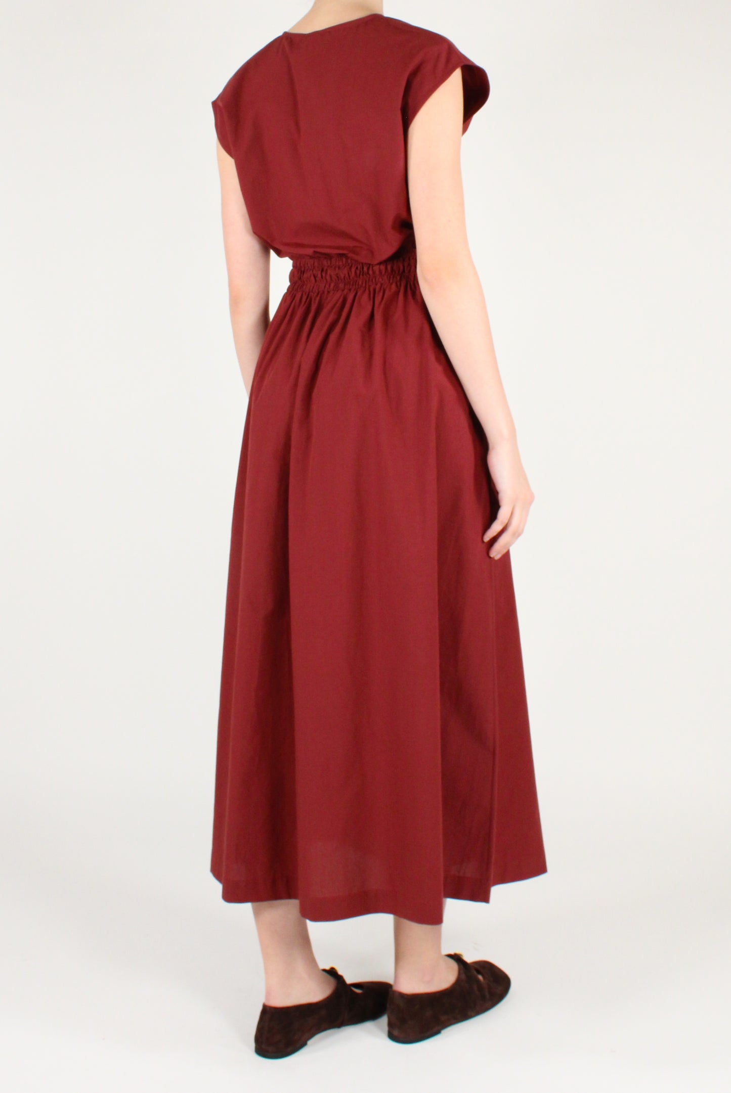 Abito Lungo Smanicato in Popeline