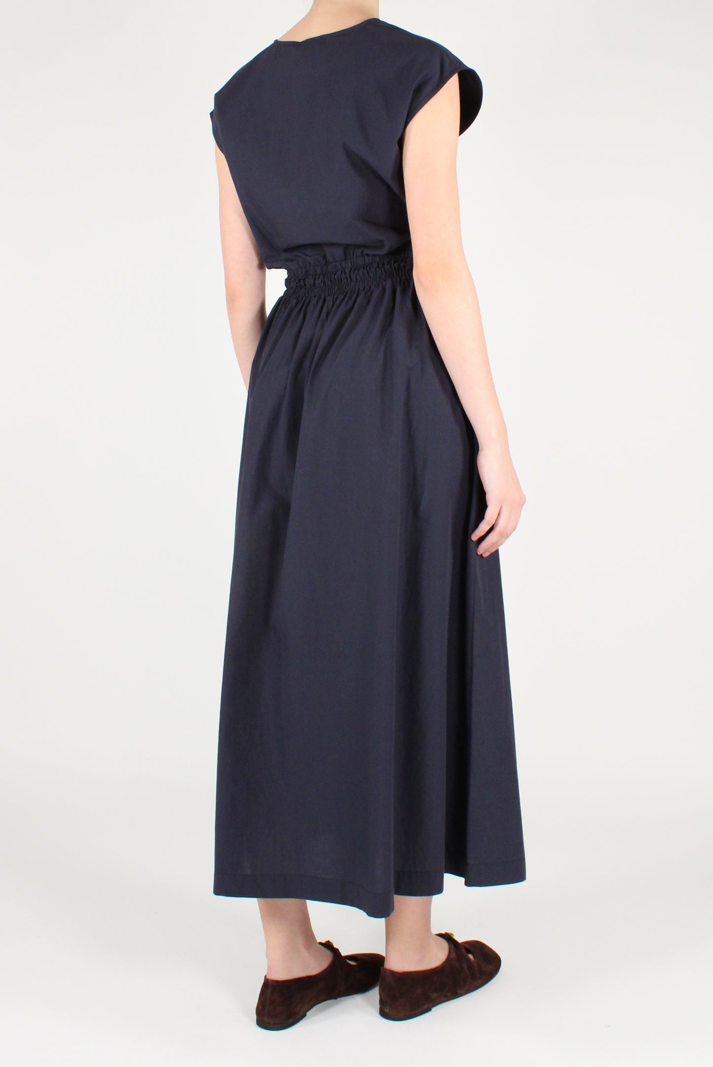 Abito Lungo Smanicato in Popeline