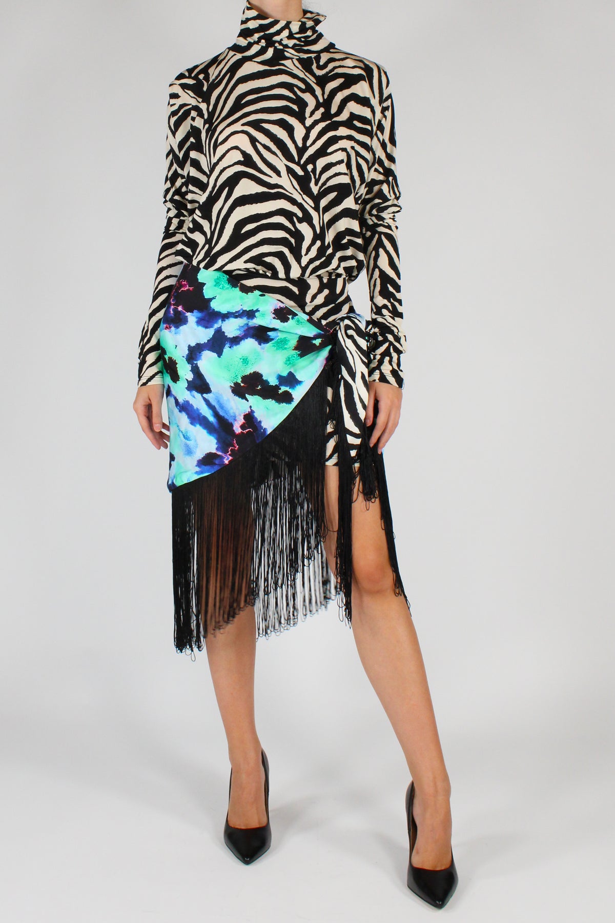 Mini Dress Stampa Fantasia Zebra Tensione In Capsule
