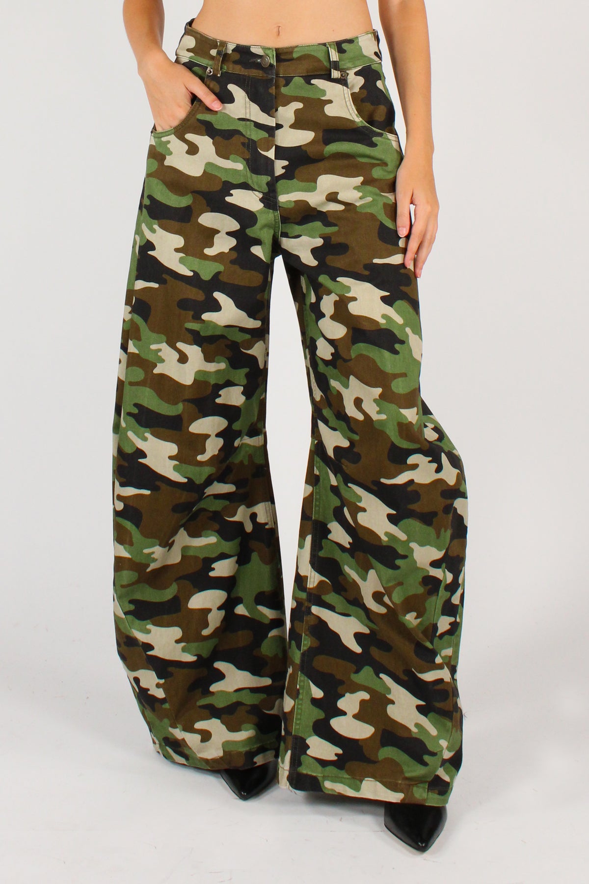 Jeans Barrel Stampa Camouflage