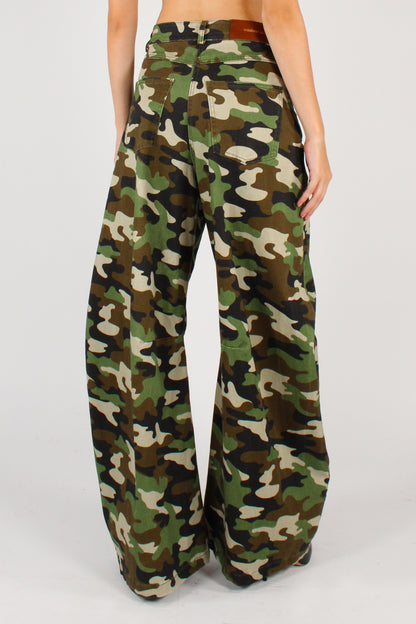 Jeans Barrel Stampa Camouflage