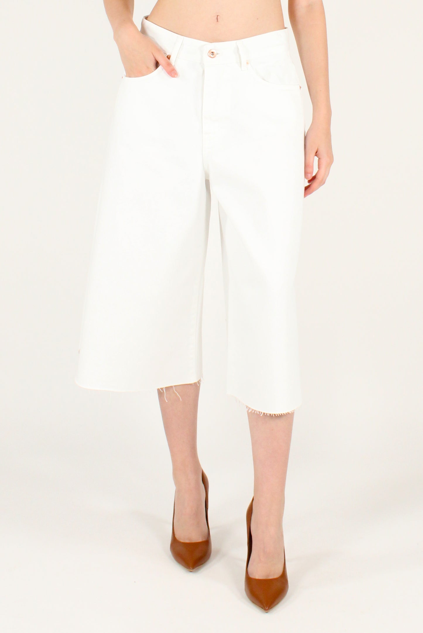 White Denim Bermuda Shorts