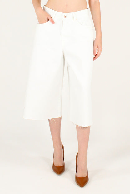 White Denim Bermuda Shorts