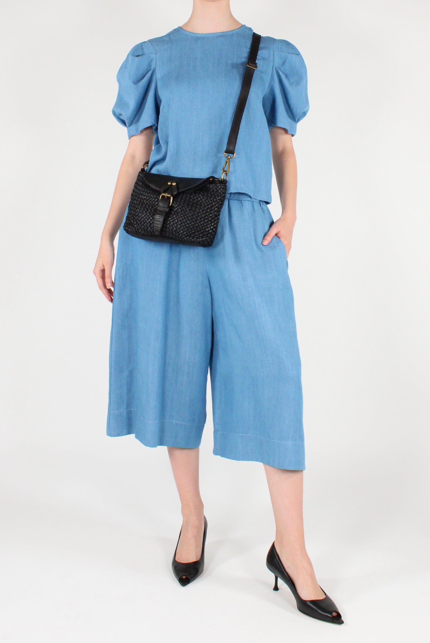 Puffed Sleeve Lyocell Blouse