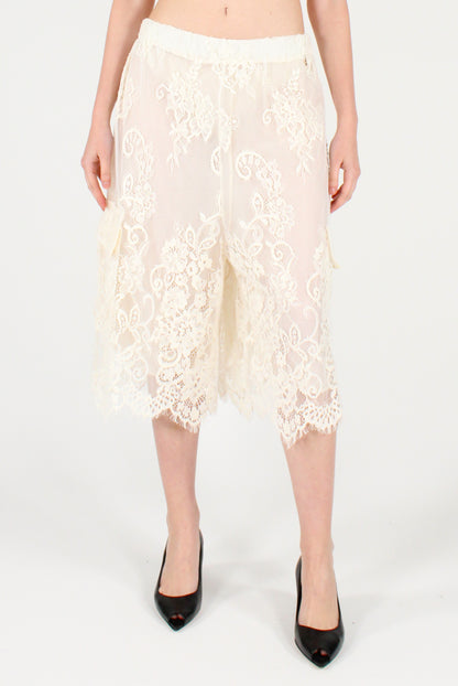 Lace Bermuda Shorts with Pockets
