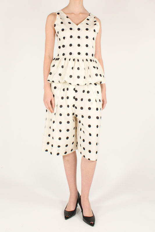 Polka Dot Pleated Bermuda Shorts