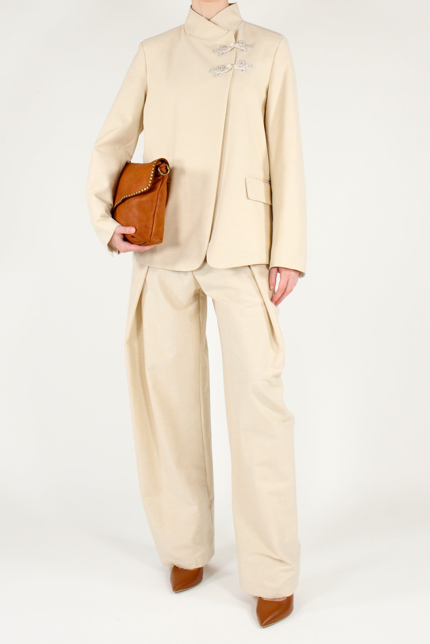 Double-Breasted Blazer with Toggles