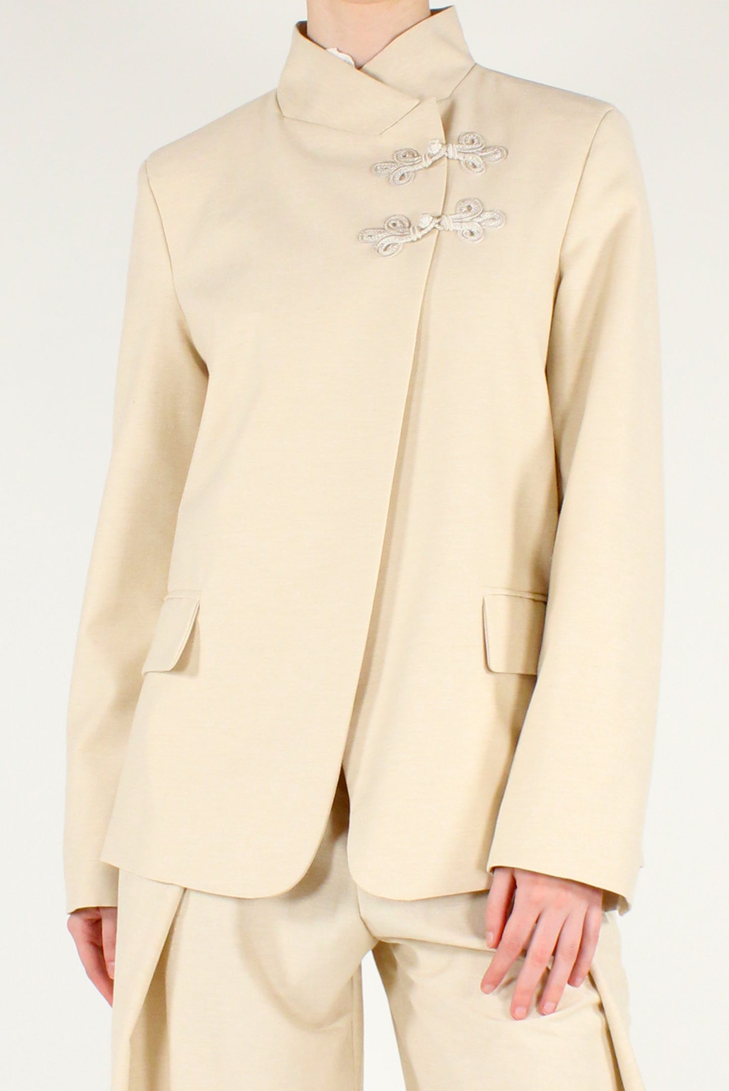 Double-Breasted Blazer with Toggles