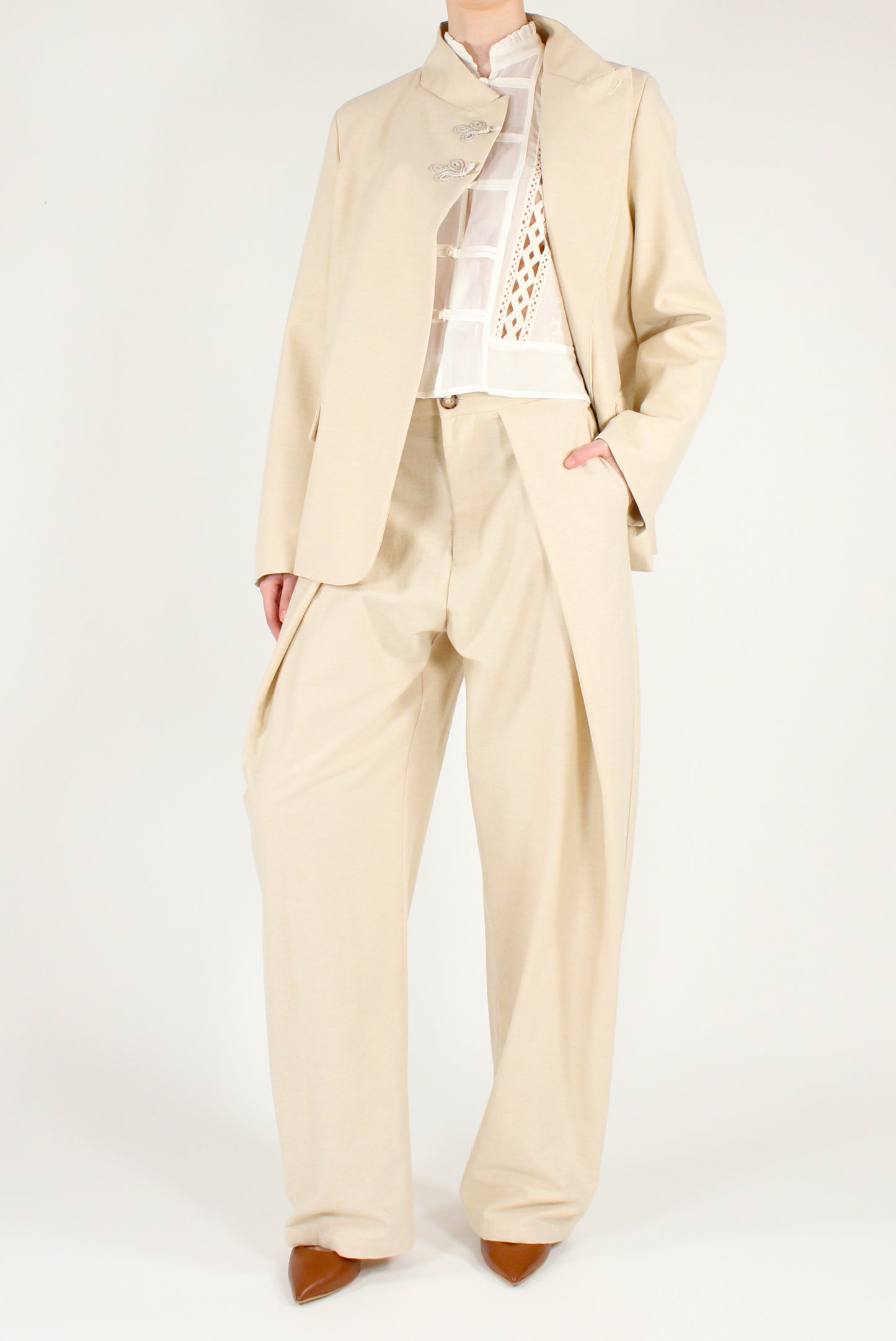 Double-Breasted Blazer with Toggles