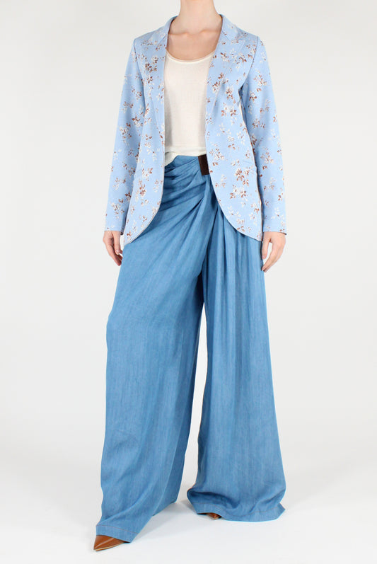 Blazer Aperto Stampa Fiori con Lurex
