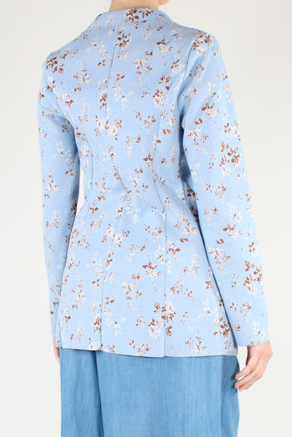 Blazer Aperto Stampa Fiori con Lurex