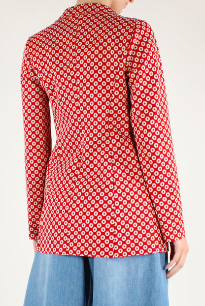 Blazer Aperto Stampa Geometrica con Lurex