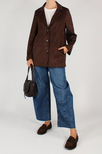 Blazer Over in Ecopelle Scamosciata