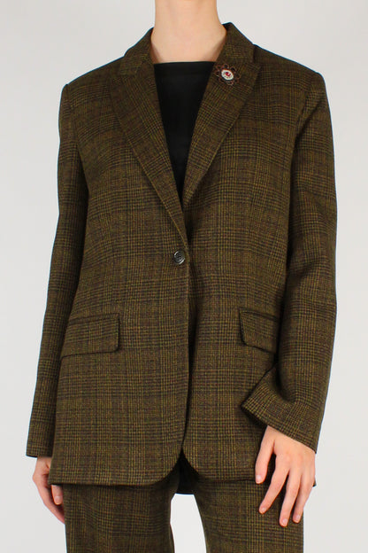 Blazer Fantasia a Quadretti con Spilla