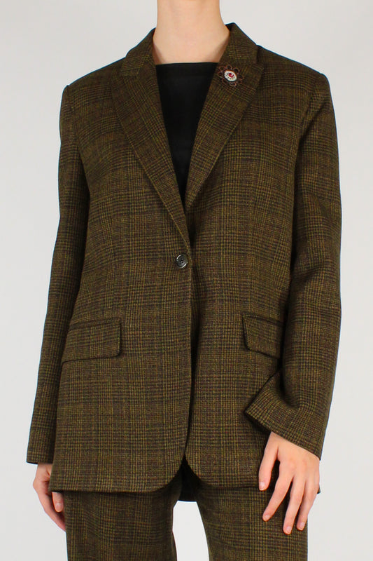 Blazer Fantasia a Quadretti con Spilla