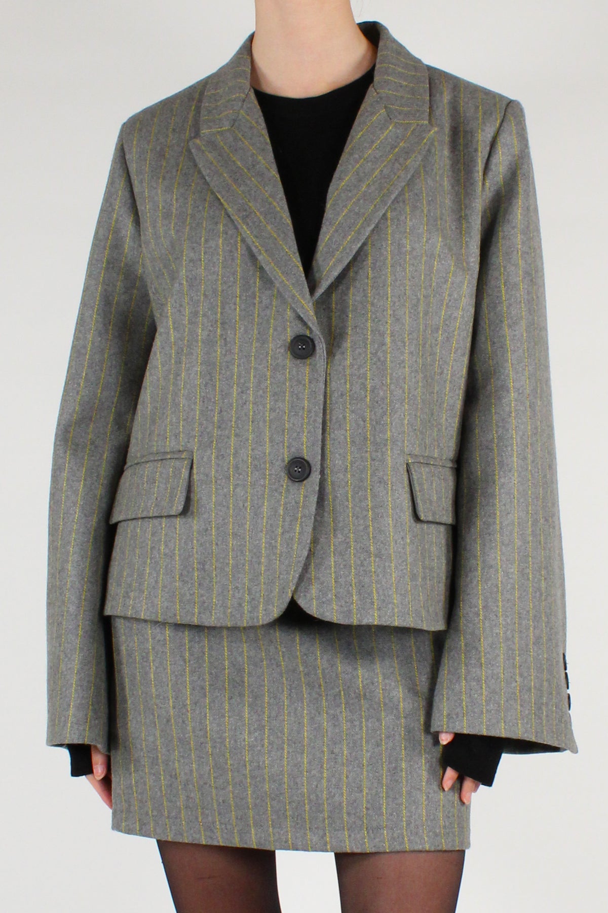 Blazer Gessato Misto Lana