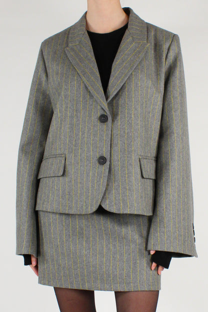 Blazer Gessato Misto Lana