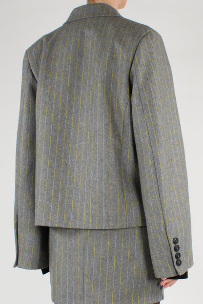 Blazer Gessato Misto Lana