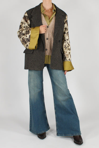 Blazer Over Maniche Stampa Floreale