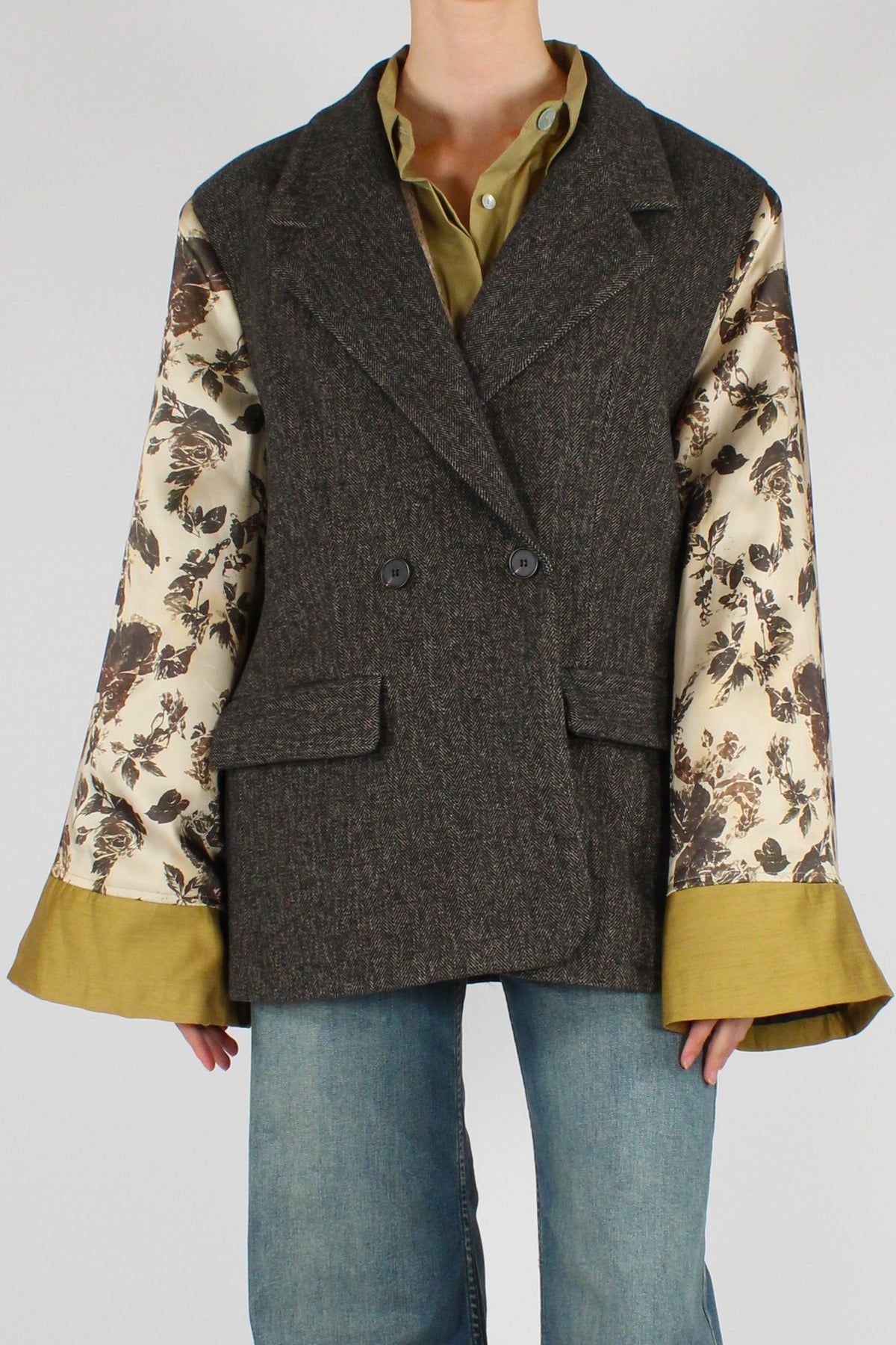 Blazer Over Maniche Stampa Floreale
