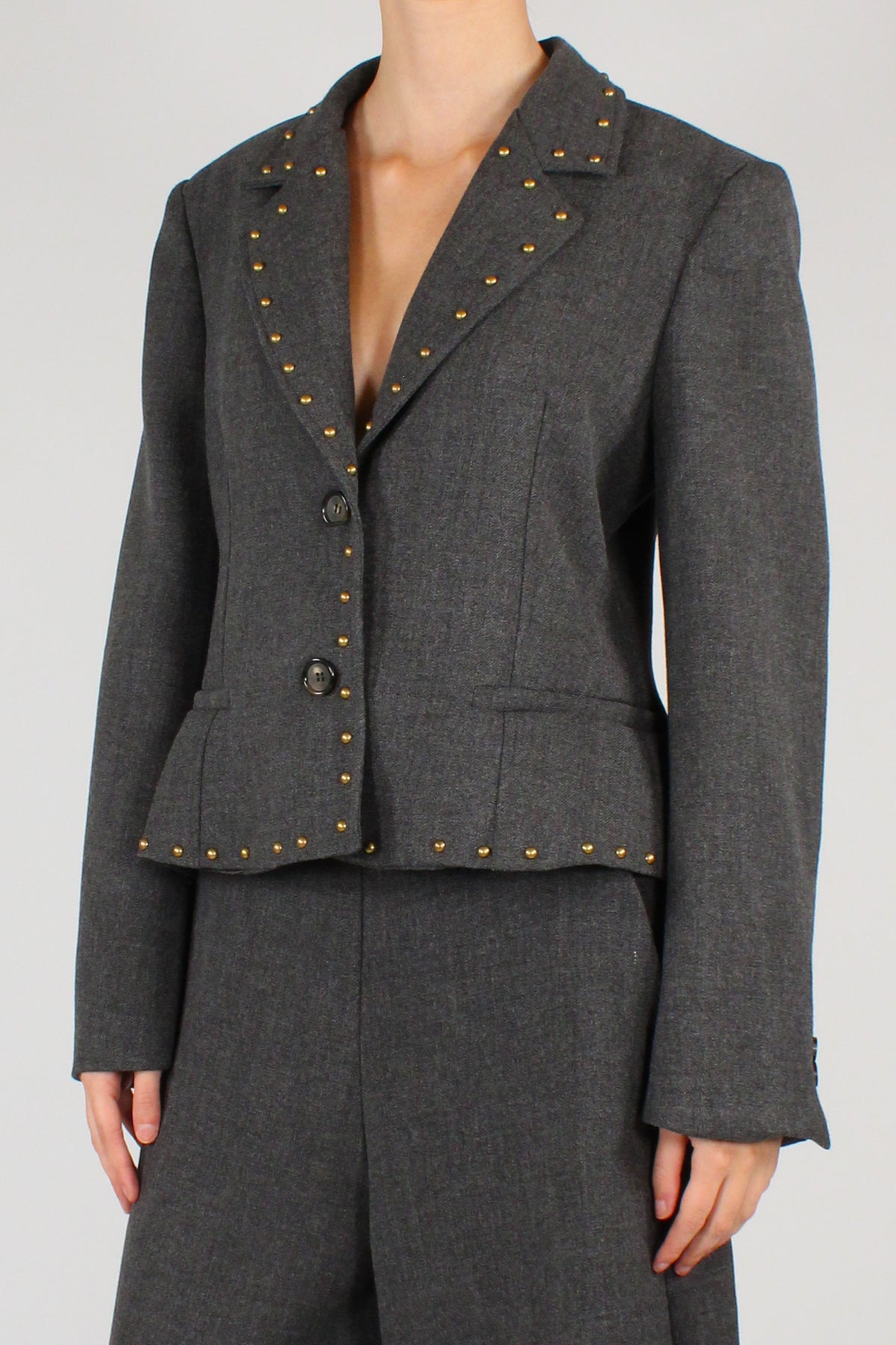 Blazer Mélange con Borchie Applicate