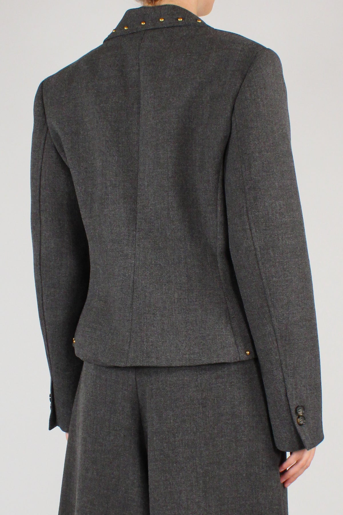 Blazer Mélange con Borchie Applicate