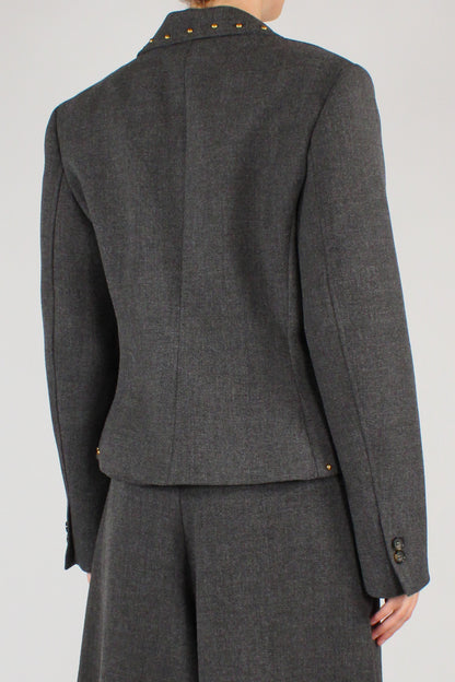 Blazer Mélange con Borchie Applicate