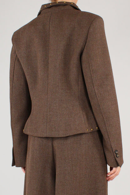 Blazer Mélange con Borchie Applicate