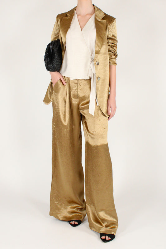 Pantaloni a Palazzo Metallizzati con Pinces