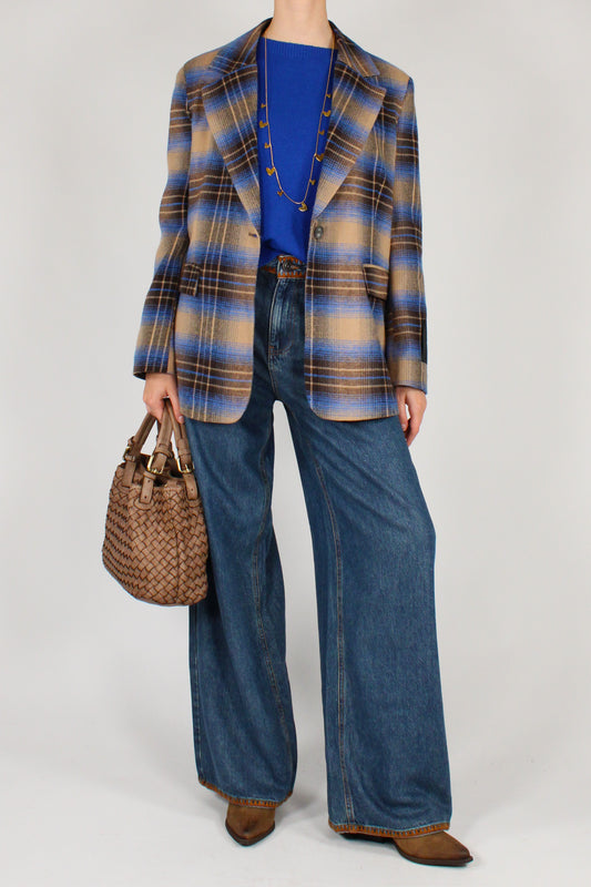 Blazer Over Monopetto Stampa Tartan