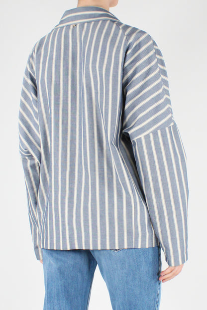 Striped Double-Breasted Ovetto Blazer