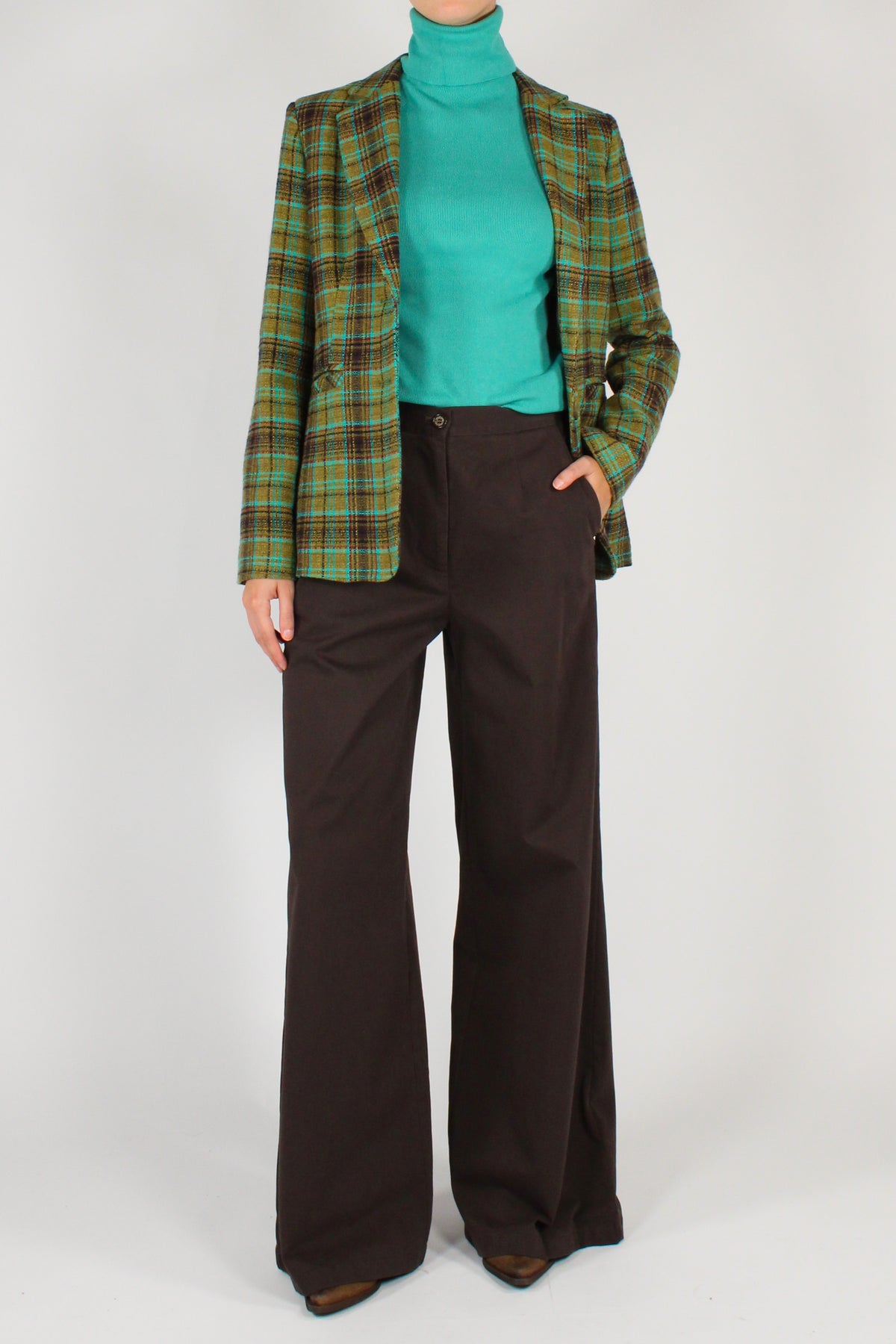 Blazer Slim Fit Tartan Multicolore
