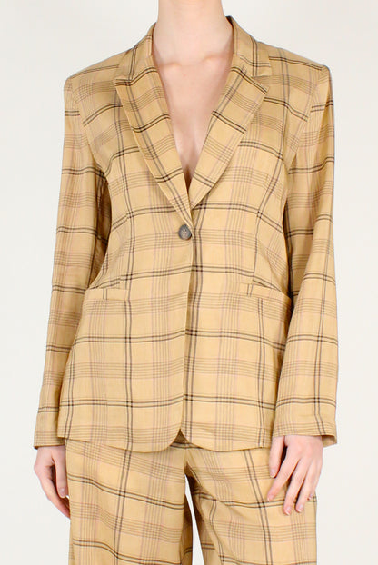 Blazer Tartan in Viscosa e Lino