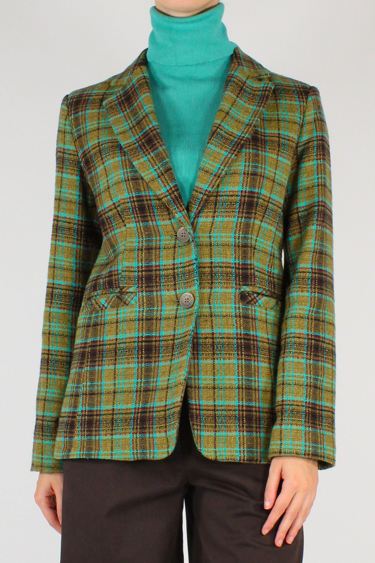 Blazer Slim Fit Tartan Multicolore