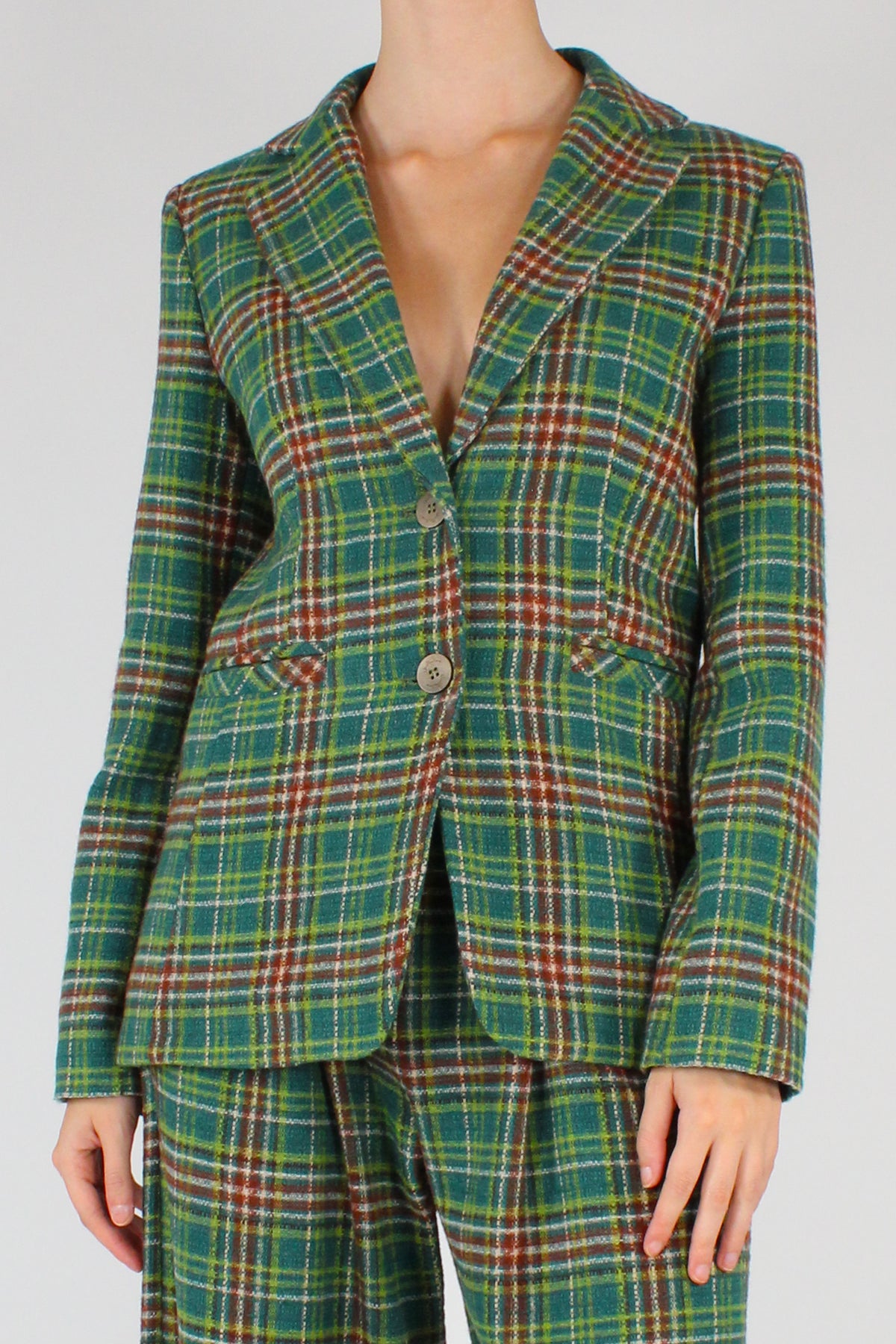 Blazer Slim Fit Tartan Verde