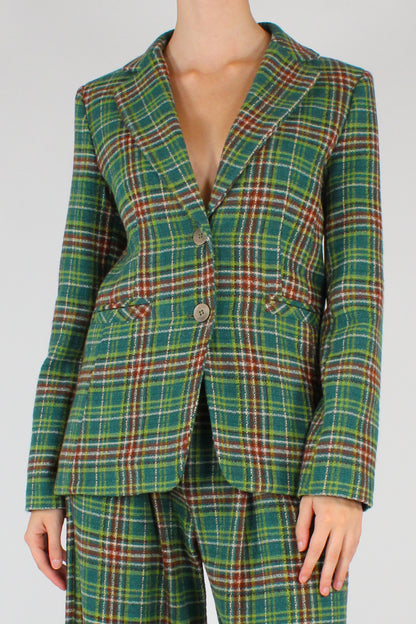 Blazer Slim Fit Tartan Verde