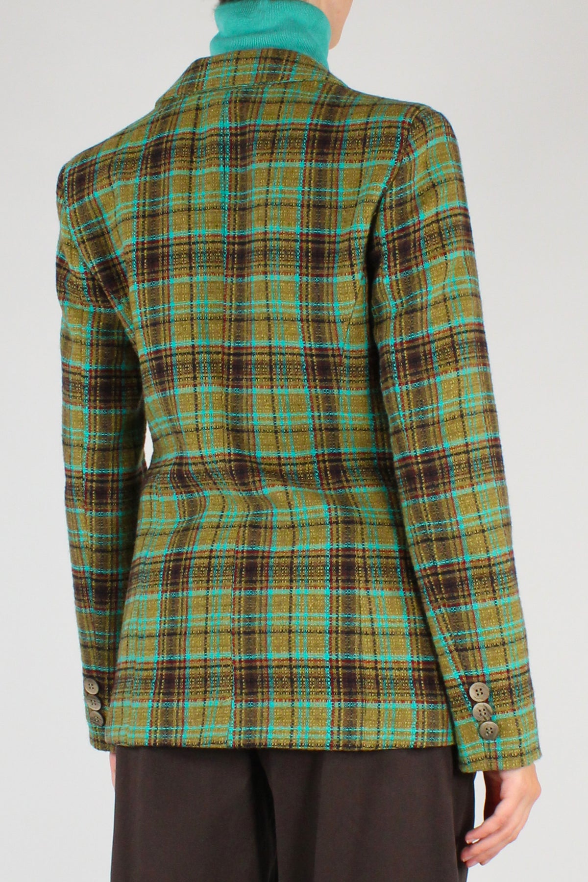 Blazer Slim Fit Tartan Multicolore