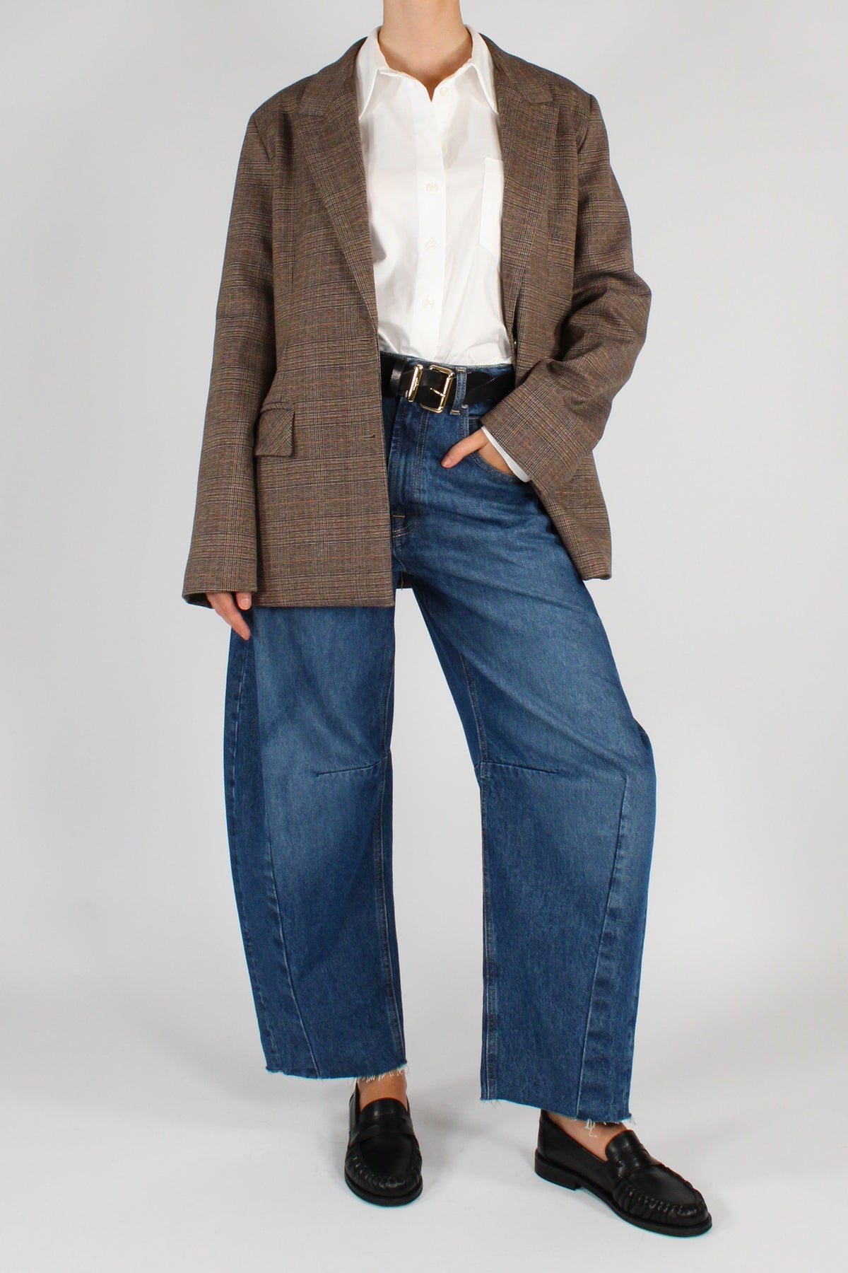 Blazer Over Stampa Tartan Leopardo Ricamato