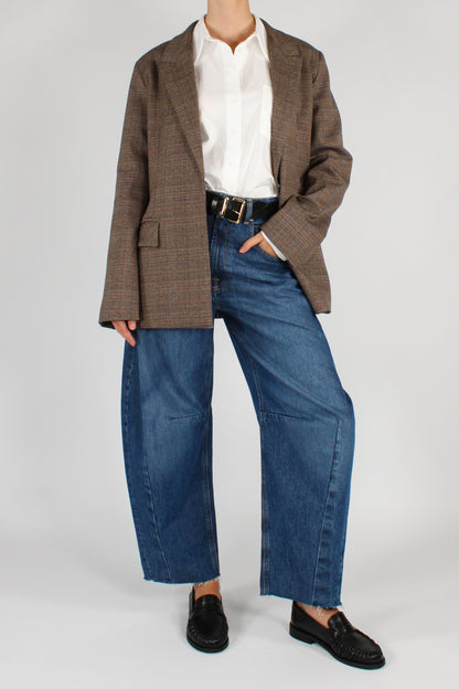 Blazer Over Stampa Tartan Leopardo Ricamato