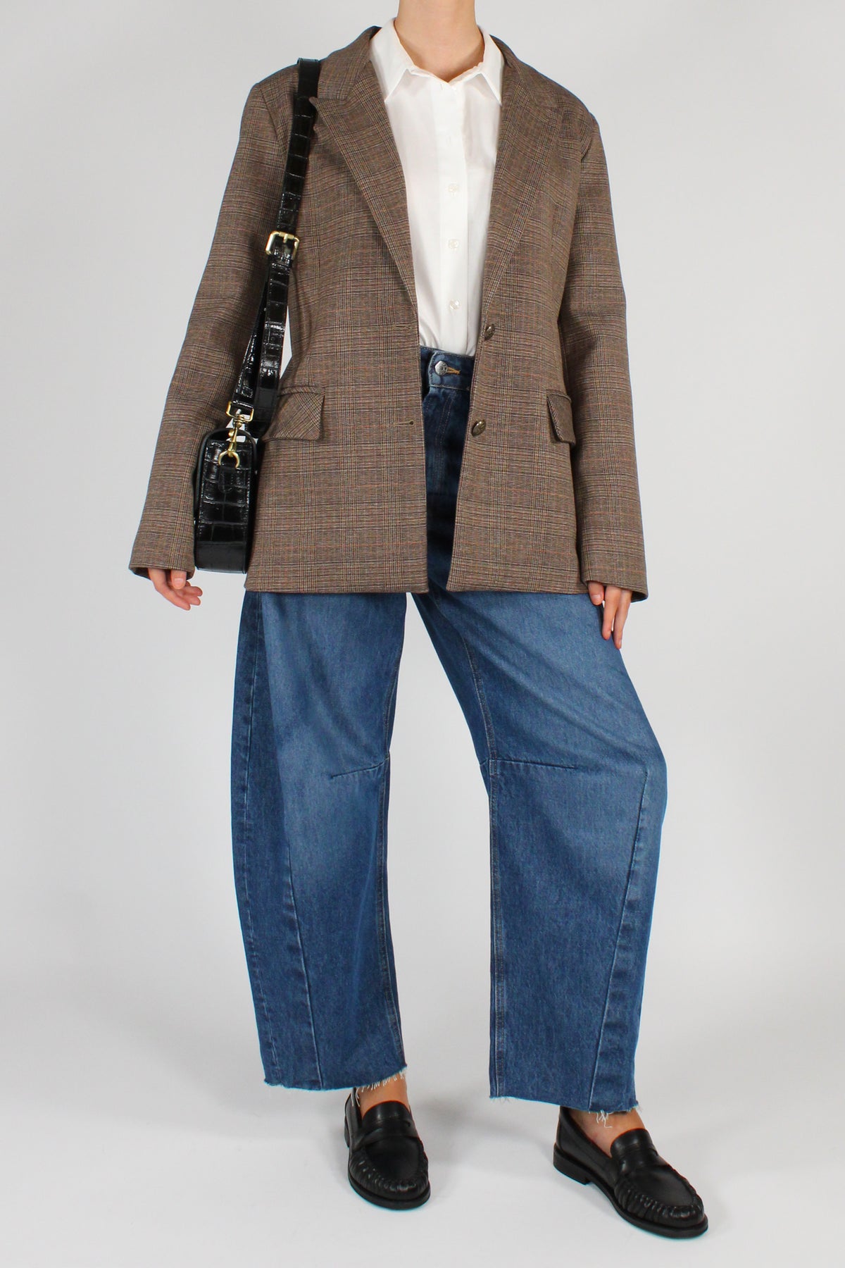 Blazer Over Stampa Tartan Leopardo Ricamato