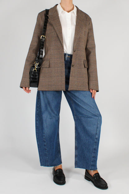 Blazer Over Stampa Tartan Leopardo Ricamato